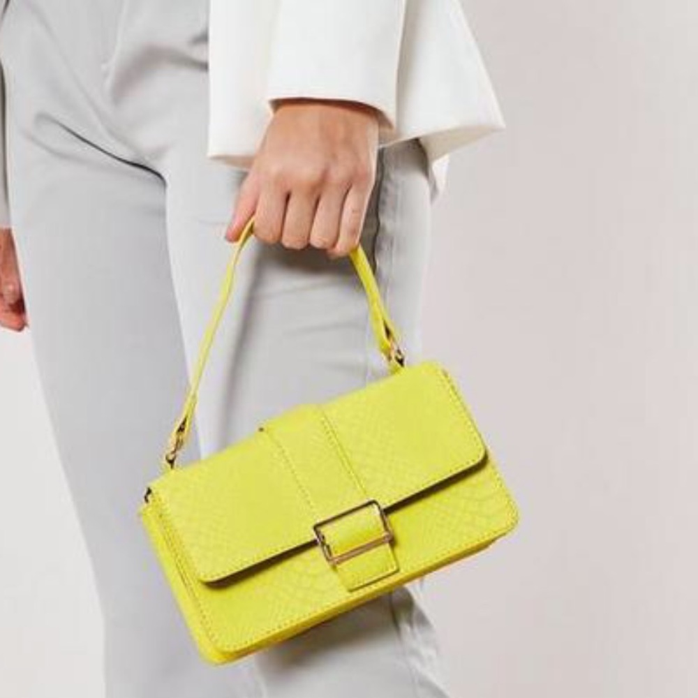 Lime textured rectangular shoulder bag